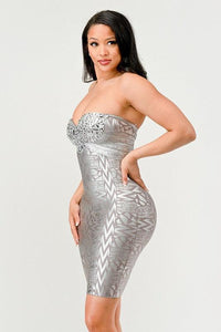 Gilded Glamour Strapless Dress - Jessiz Boutique