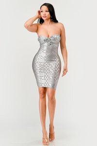 Gilded Glamour Strapless Dress - Jessiz Boutique