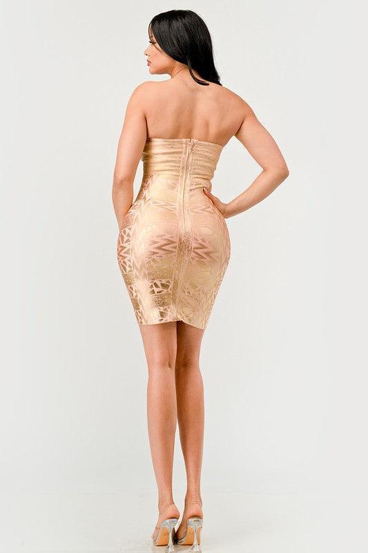 Gilded Glamour Strapless Dress - Jessiz Boutique