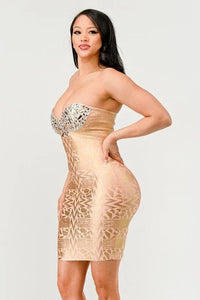 Gilded Glamour Strapless Dress - Jessiz Boutique