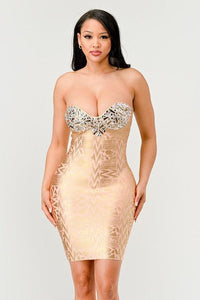 Gilded Glamour Strapless Dress - Jessiz Boutique