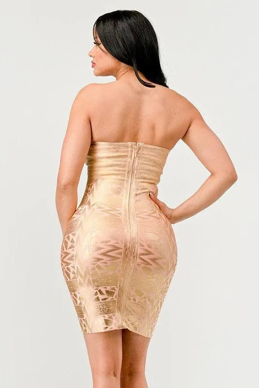 Gilded Glamour Strapless Dress - Jessiz Boutique