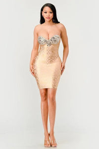 Gilded Glamour Strapless Dress - Jessiz Boutique