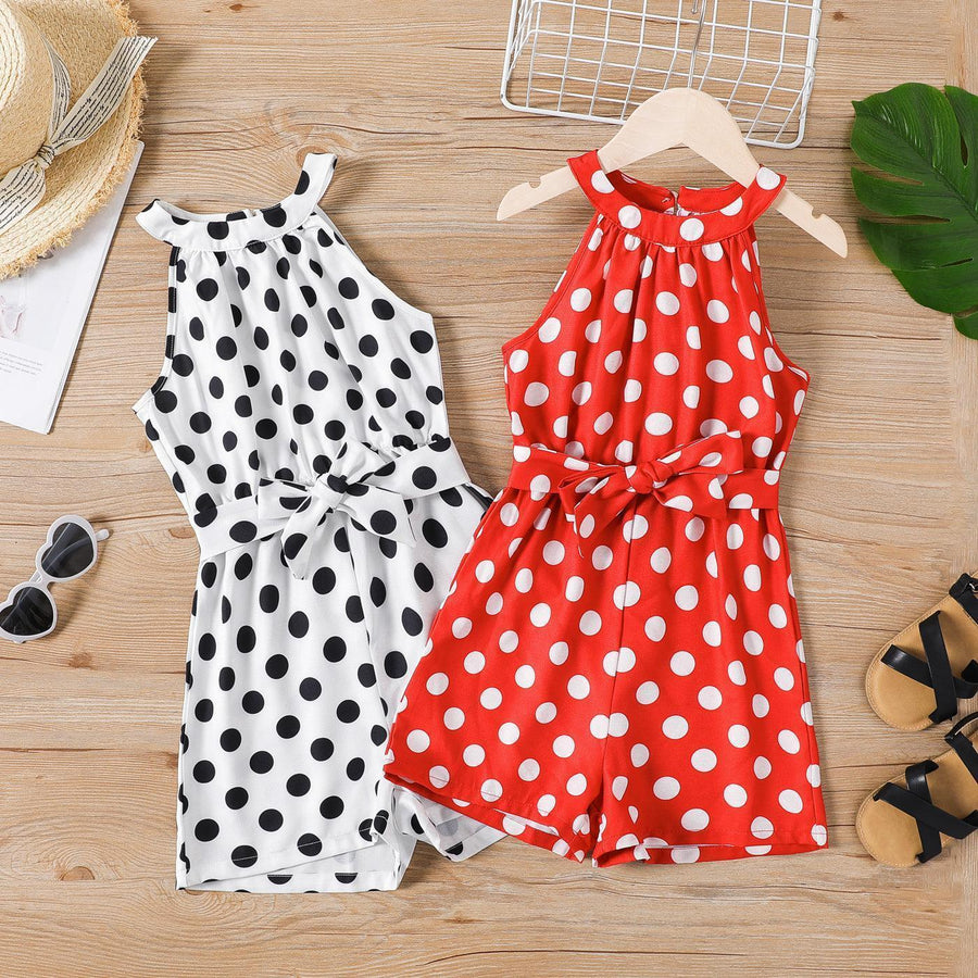 Girl Polka Dots Halter Rompers and Headband - Jessiz Boutique