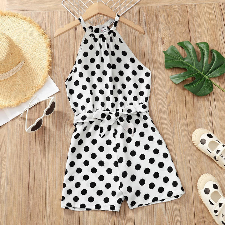 Girl Polka Dots Halter Rompers and Headband - Jessiz Boutique