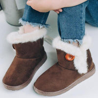 Girls’ Flat Button Design Ankle Boots - Jessiz Boutique