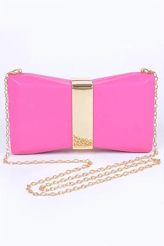 Gold Trim Iconic Bow Inspired Box Clutch - Jessiz Boutique