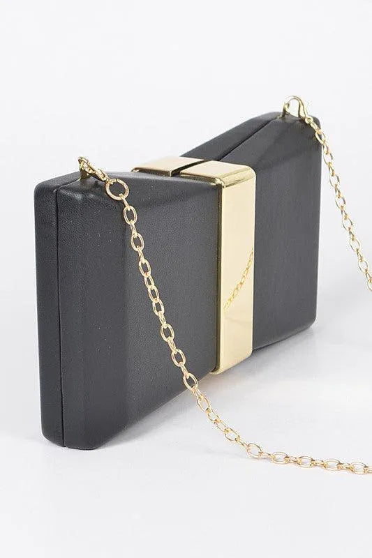 Gold Trim Iconic Bow Inspired Box Clutch - Jessiz Boutique