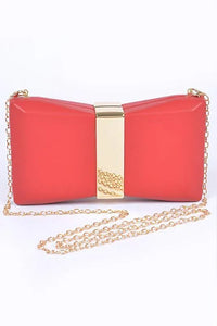 Gold Trim Iconic Bow Inspired Box Clutch - Jessiz Boutique