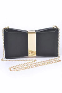 Gold Trim Iconic Bow Inspired Box Clutch - Jessiz Boutique