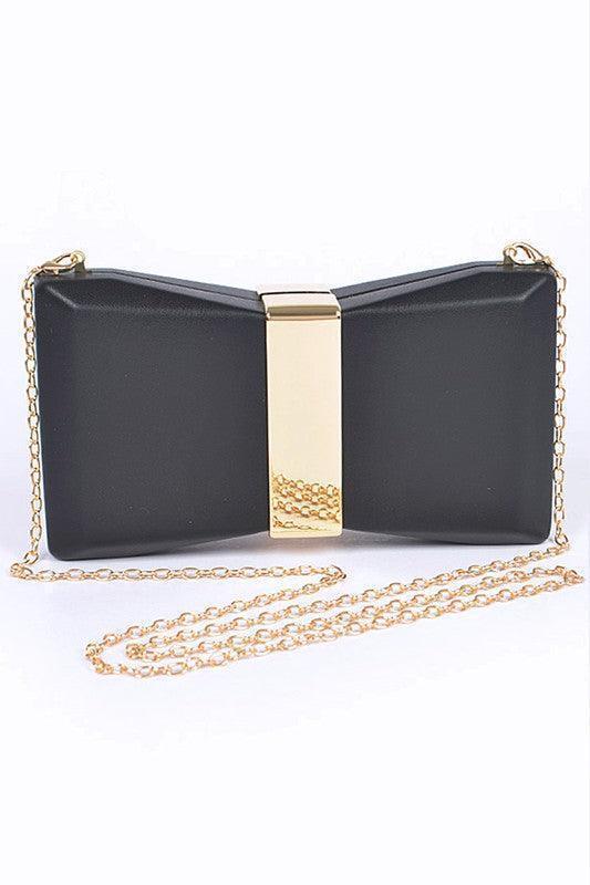 Gold Trim Iconic Bow Inspired Box Clutch - Jessiz Boutique