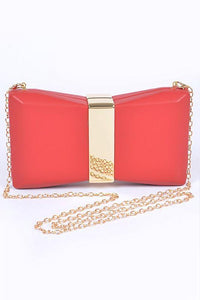 Gold Trim Iconic Bow Inspired Box Clutch - Jessiz Boutique