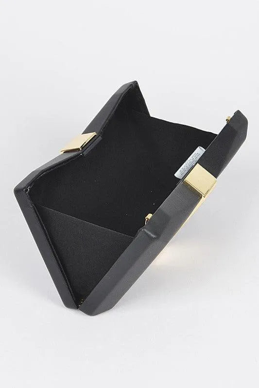 Gold Trim Iconic Bow Inspired Box Clutch - Jessiz Boutique