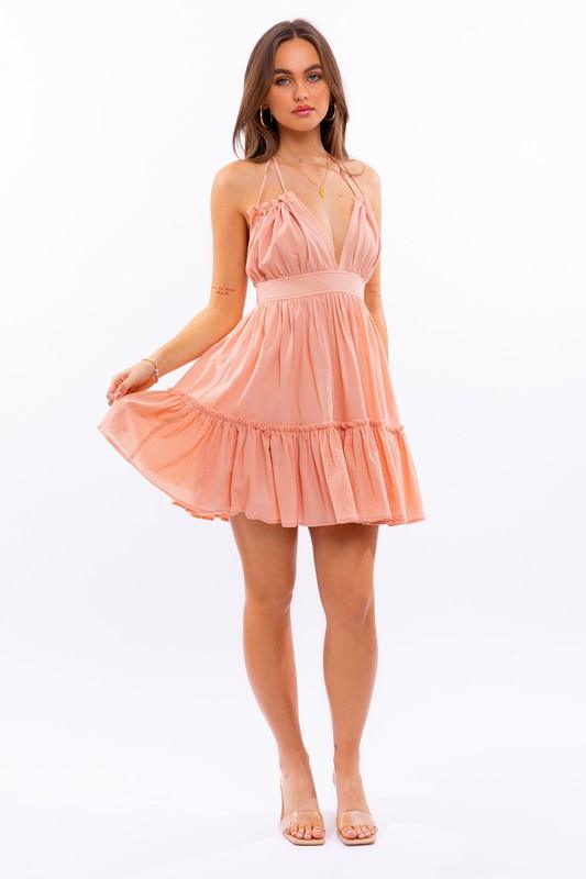 Halter Babydoll Tiered Mini Dress - Jessiz Boutique