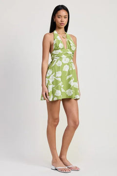 Halter Neck Floral Mini Dress - Jessiz Boutique