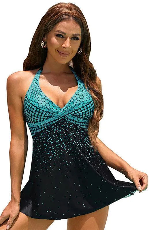 Halter Print Tankini Split Swimsuit - Jessiz Boutique