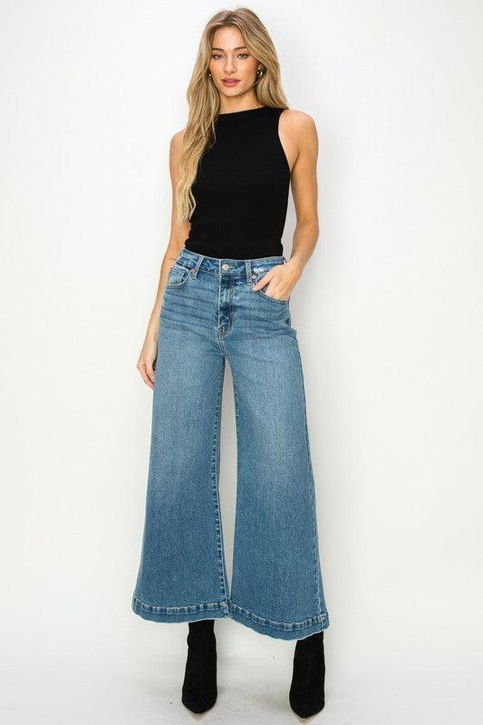 High Rise Crop Palazzo Jeans - Jessiz Boutique