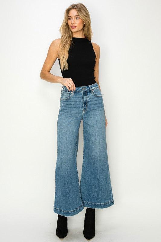 High Rise Crop Palazzo Jeans - Jessiz Boutique