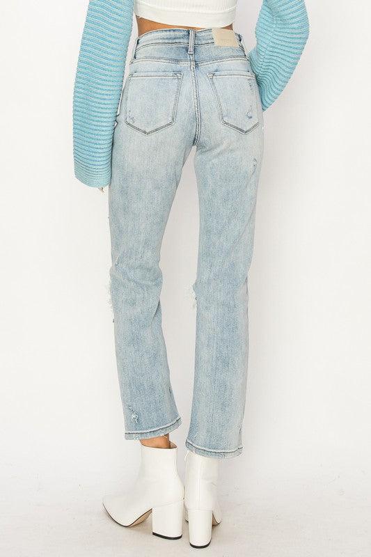 High Rise Distressed Straight Jeans - Jessiz Boutique
