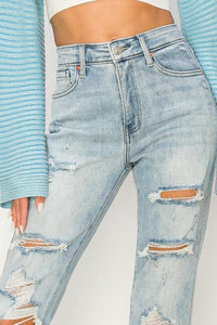 High Rise Distressed Straight Jeans - Jessiz Boutique