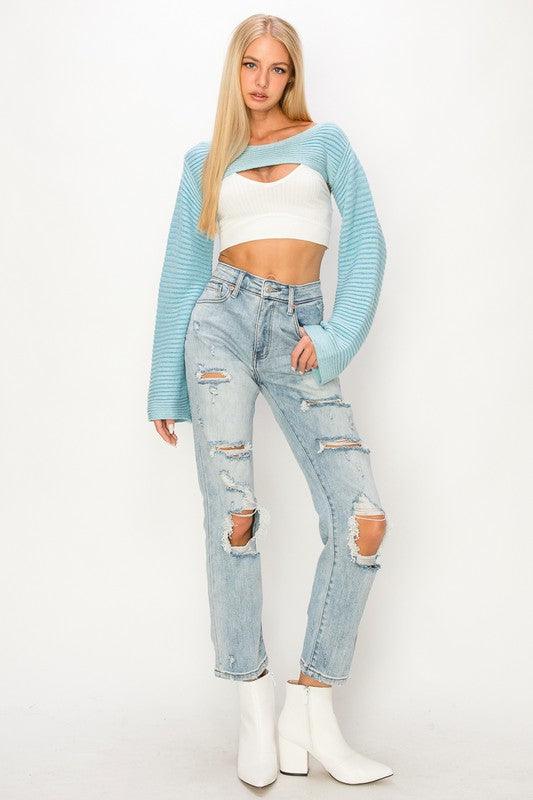 High Rise Distressed Straight Jeans - Jessiz Boutique