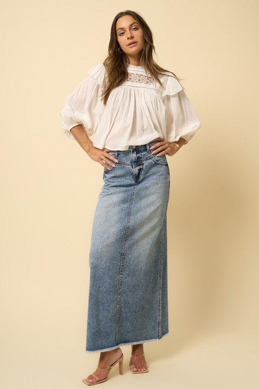 High Rise Flared Maxi Skirt - Jessiz Boutique
