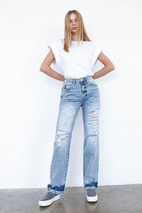 High Waisted Loose Straight Jeans - Jessiz Boutique