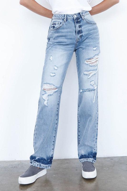 High Waisted Loose Straight Jeans - Jessiz Boutique