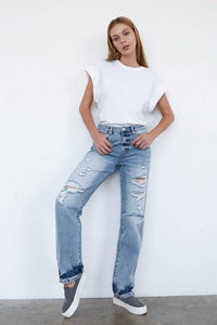 High Waisted Loose Straight Jeans - Jessiz Boutique