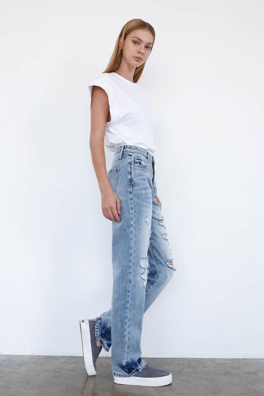 High Waisted Loose Straight Jeans - Jessiz Boutique