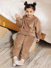 Children's Embroidered Coral Fleece Set