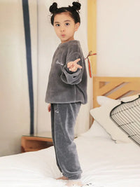 Children's Embroidered Coral Fleece Set