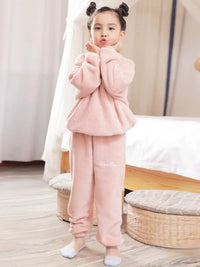 Children's Embroidered Coral Fleece Set