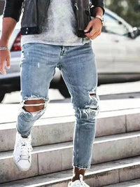 Men's Ripped Pencil Jeans