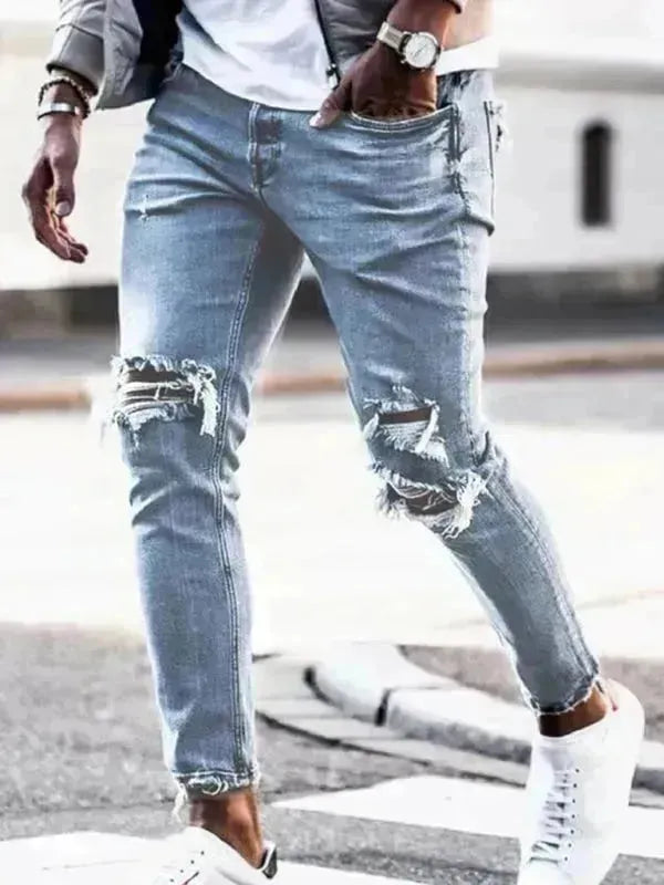 Men's Ripped Pencil Jeans