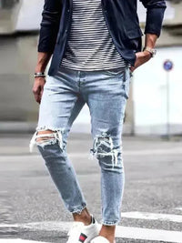 Men's Ripped Pencil Jeans