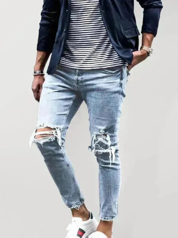 Men's Ripped Pencil Jeans