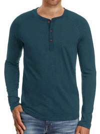 Men Casual Button Henley Long Sleeve