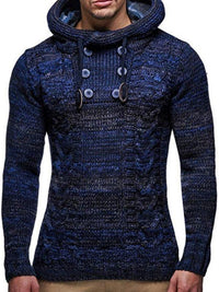 Men's Casual Knit Button-Up Turtleneck Sweater