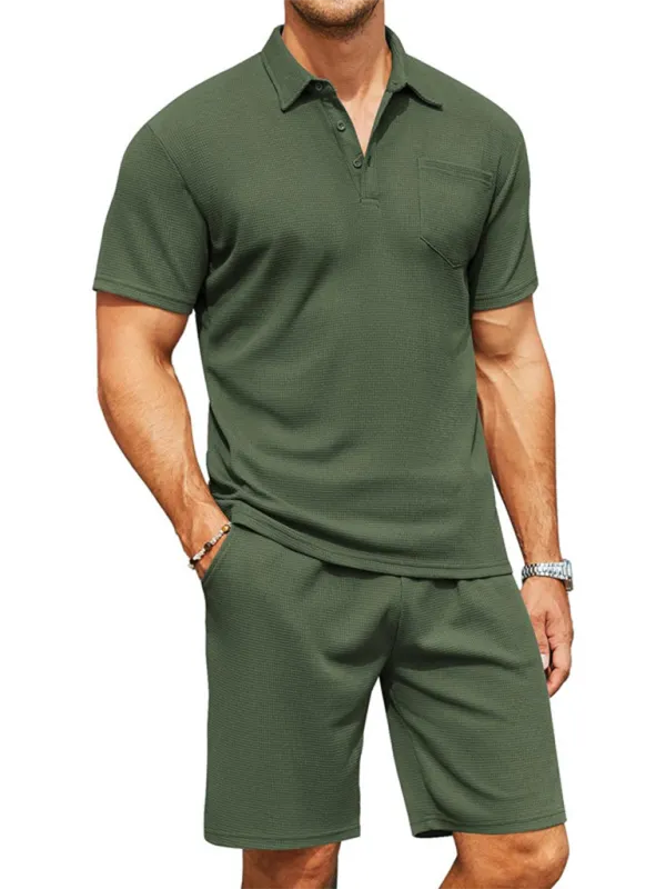 Men's Polo Shirt and Shorts Two-Piece Set