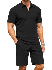 Men's Polo Shirt and Shorts Two-Piece Set