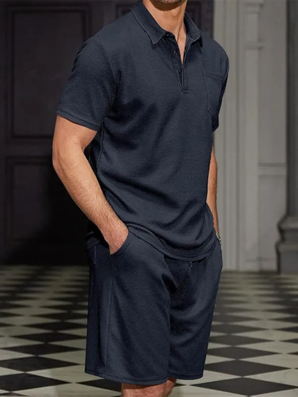 Men's Polo Shirt and Shorts Two-Piece Set