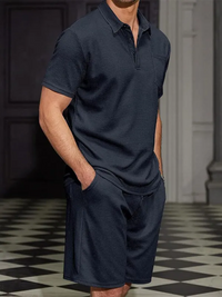 Men's Polo Shirt and Shorts Two-Piece Set