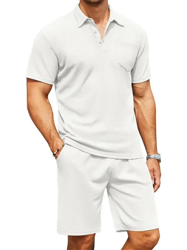 Men's Polo Shirt and Shorts Two-Piece Set