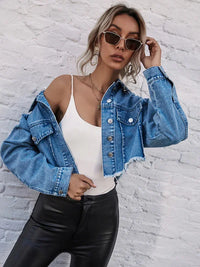 Ladies Loose Cropped Denim Jacket