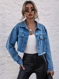 Ladies Loose Cropped Denim Jacket