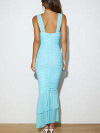 Pleated Fishtail Long Dress