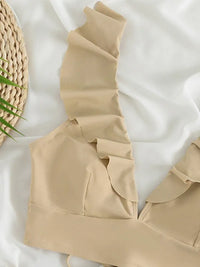 New Women's Lace V-neck Ruffled High-Waist Swimsuit Bikini