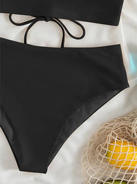 New Women's Lace V-neck Ruffled High-Waist Swimsuit Bikini