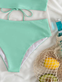 New Women's Lace V-neck Ruffled High-Waist Swimsuit Bikini